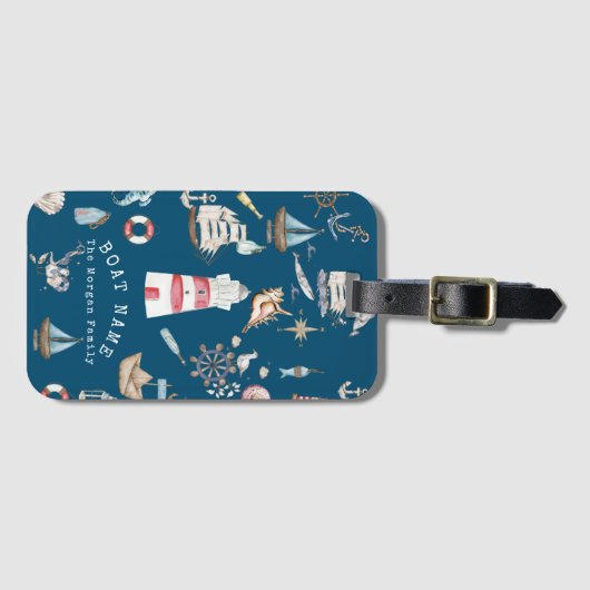 Blaue Wasserfarbenelemente Gepäckanhänger (Vorderseite (Horizontal))