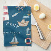 Blaue Wasserfarbenelemente Geschirrtuch (Viertel Falte)