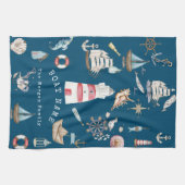 Blaue Wasserfarbenelemente Geschirrtuch (Horizontal)