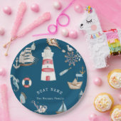 Blaue Wasserfarbenelemente Pappteller (Party)