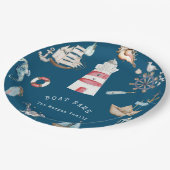 Blaue Wasserfarbenelemente Pappteller (Schrägansicht)