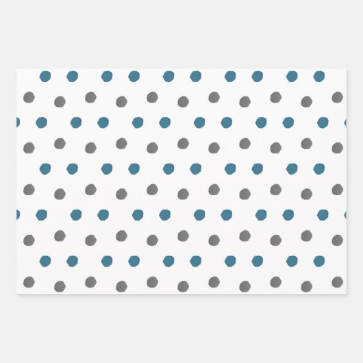 Blaue Wasserfarbenelemente und Punktmuster Set 3 Geschenkpapier Set (Vorderseite 2)