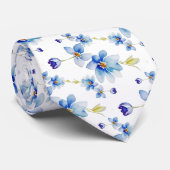 Blaue Wasserfarbenflora, elegant Krawatte (Gerollt)