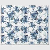 Blaue Wasserfarbenflora Muster Geschenkpapier (Flach)