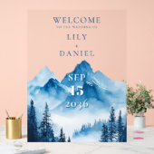 Blaue Wasserfarbengebirge Hochzeitsempfang Acrylschild (Hochzeit)