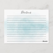 Blaue Wasserfarbenkarte Postkarte (Rückseite)