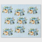 Blaue Wasserfarbenkürbis Herbst Geschenkpapier (Flach)