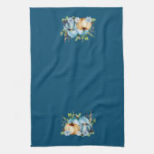 Blaue Wasserfarbenkürbis Herbst Geschirrtuch (Vertikal)