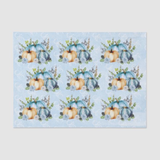 Blaue Wasserfarbenkürbis Herbst Seidenpapier (Vorderseite)