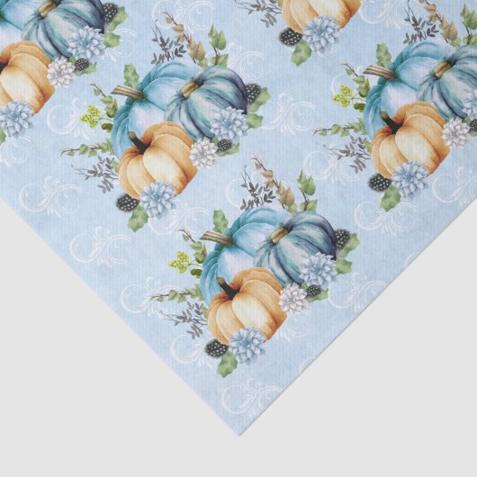 Blaue Wasserfarbenkürbis Herbst Seidenpapier (Ausschnitt)