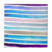 Blaue Wasserfarbenstreifen, handbemalt Fliese (Vorderseite)