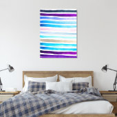 Blaue Wasserfarbenstreifen, handbemalt Leinwanddruck (Insitu (Schlafzimmer))