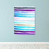 Blaue Wasserfarbenstreifen, handbemalt Leinwanddruck (Insitu (Holzboden))