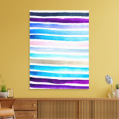 Blaue Wasserfarbenstreifen, handbemalt Leinwanddruck (Insitu (Wohnzimmer))