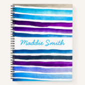 Blaue Wasserfarbenstreifen, handbemalt Notizblock (Vorderseite)