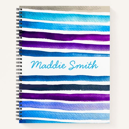 Blaue Wasserfarbenstreifen, handbemalt Notizblock (Vorderseite)