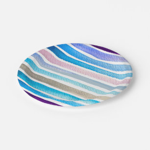 Blaue Wasserfarbenstreifen, handbemalt Pappteller
