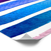 Blaue Wasserfarbenstreifen, handbemalt Poster (Ecke)