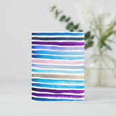 Blaue Wasserfarbenstreifen, handbemalt Postkarte (Stehend Vorderseite)