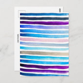 Blaue Wasserfarbenstreifen, handbemalt Postkarte (Vorne/Hinten)
