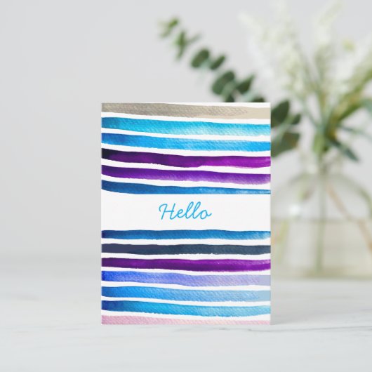 Blaue Wasserfarbenstreifen, handbemalt Postkarte (Stehend Vorderseite)