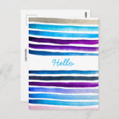 Blaue Wasserfarbenstreifen, handbemalt Postkarte (Vorne/Hinten)