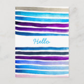 Blaue Wasserfarbenstreifen, handbemalt Postkarte (Vorderseite)