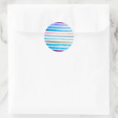 Blaue Wasserfarbenstreifen, handbemalt Runder Aufkleber (Tasche)