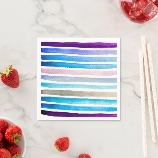 Blaue Wasserfarbenstreifen, handbemalt Serviette (Beispiel)