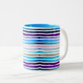 Blaue Wasserfarbenstreifen, handbemalt Zweifarbige Tasse (VorderseiteRechts)