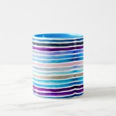 Blaue Wasserfarbenstreifen, handbemalt Zweifarbige Tasse (Mittel)