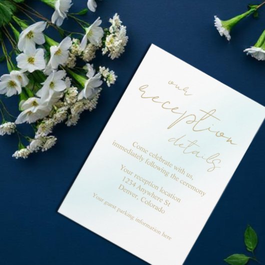 Blaue Wasserfarbenwelle Hochzeitsauflösung Begleitkarte