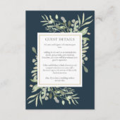 Blaue Wasserfarbenwelt Hochzeitsdetails Begleitkarte (Vorderseite)