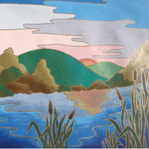 Blaue Wasserlandschaft abstrakt zeitgenössisch Puzzle