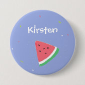 Blaue Wassermelone-individuelle Name Button (Vorderseite)