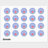 Blaue Wassermelone-individuelle Name Runder Aufkleber (Blatt)