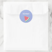Blaue Wassermelone-individuelle Name Runder Aufkleber (Tasche)