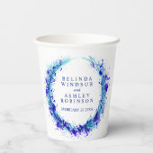 Blaue Wassernährung Wasserfarbenfrohe Hochzeit Pappbecher (Rückseite)