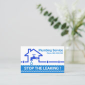 Blaue Wasserpipeline durch die Zuhause Faucet Visitenkarte (Stehend Vorderseite)