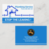 Blaue Wasserpipeline durch die Zuhause Faucet Visitenkarte (Vorne/Hinten)