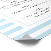 Blaue Wasserstreifen. Elegante Hochzeitsgetränke B Poster (Ecke)