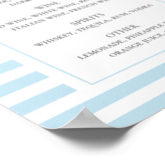 Blaue Wasserstreifen. Elegante Hochzeitsgetränke B Poster (Ecke)