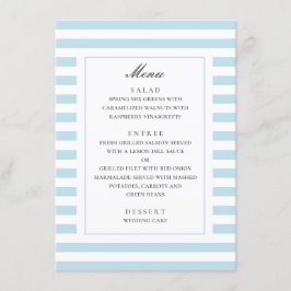 Blaue Wasserstreifen. Moderne gestreifte Hochzeit Menükarte