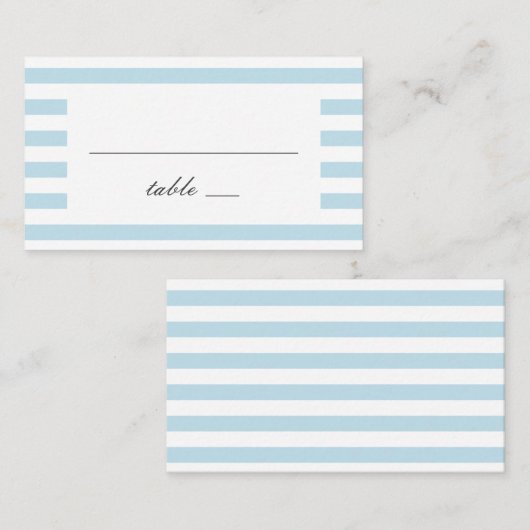 Blaue Wasserstreifen. Moderne gestreifte Hochzeit Platzkarte (Vorne/Hinten)