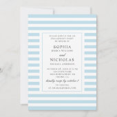 Blaue Wasserstreifen. Strickte Verlobungspartei Einladung (Vorderseite)