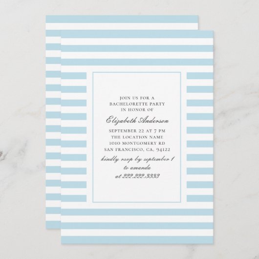 Blaue Wasserstreifen. Strickter Junggeselinnen-Abs Einladung (Vorne/Hinten)