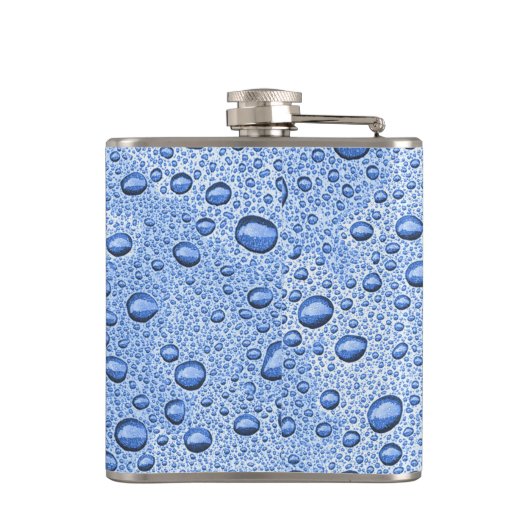 Blaue Wassertröpfchen Flachmann (Rückseite)