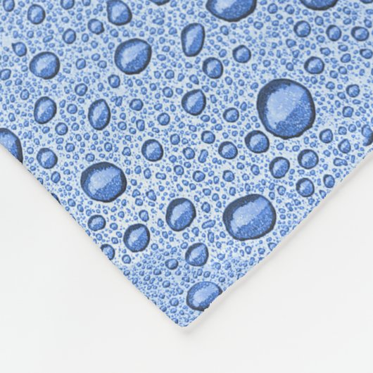 Blaue Wassertröpfchen Fleecedecke (Ecke)
