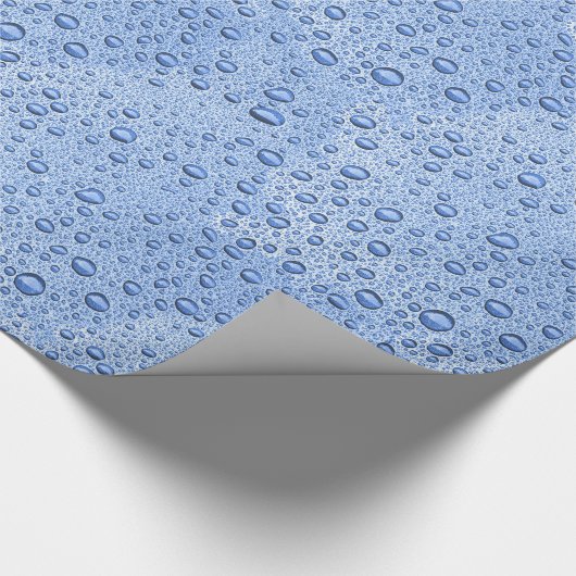 Blaue Wassertröpfchen Geschenkpapier (Ecke)