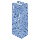Blaue Wassertröpfchen Geschenktüte Für Weinflaschen (Rückseite Schrägansicht)